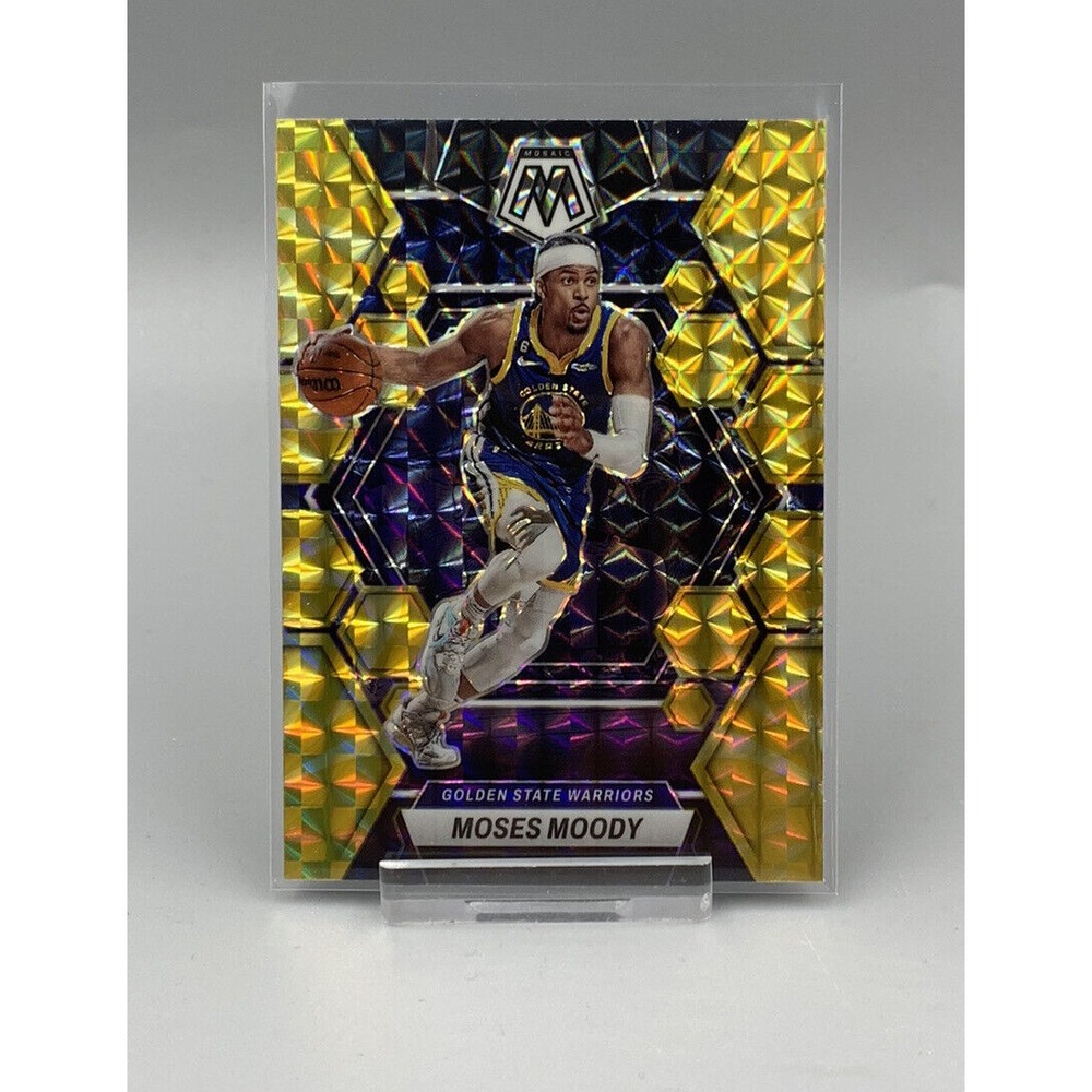 2022-23 Panini Mosaic Moses Moody Reactive Yellow Prizm #161‎ Warriors